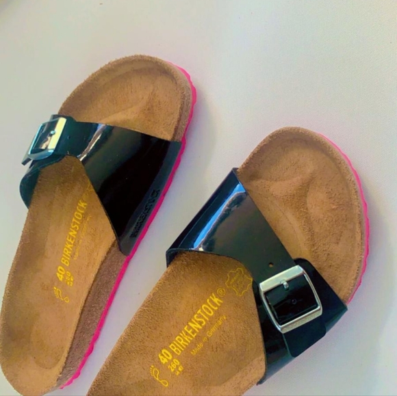 BIRKENSTOCK Black Patent Leather Madrid Big Buckle Sandals EU 9-9.5 US women's - Picture 4 of 4